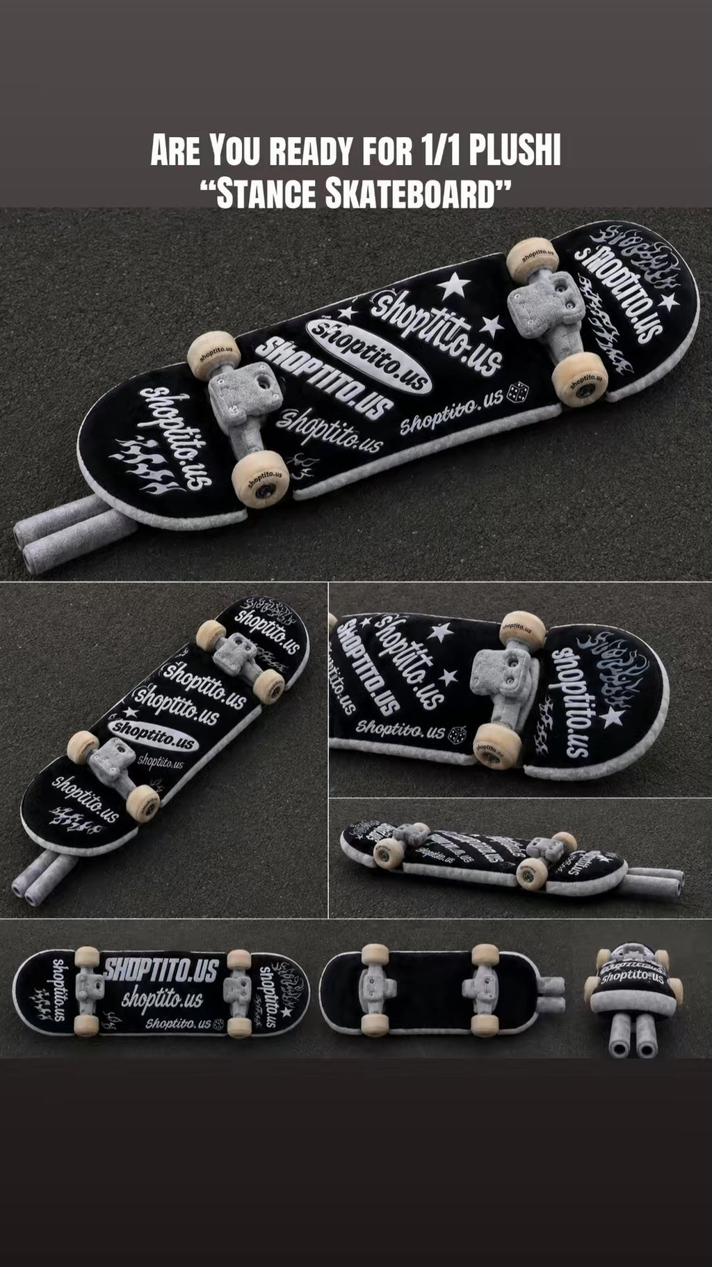 COMING SOON PLUSHI “STANCED SKATEBOARD”